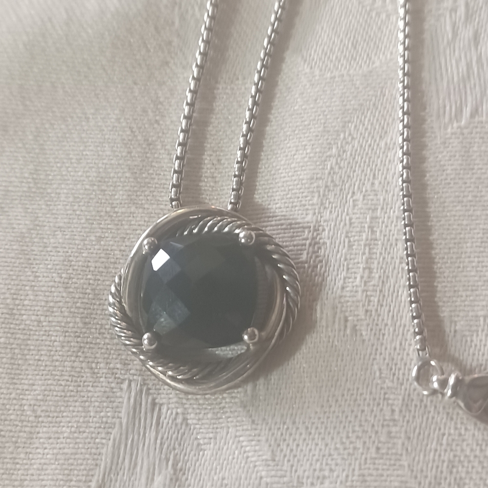 David Yurman Infinity Necklace with Onyx, Sterling Silver - Picture 2 of 8
